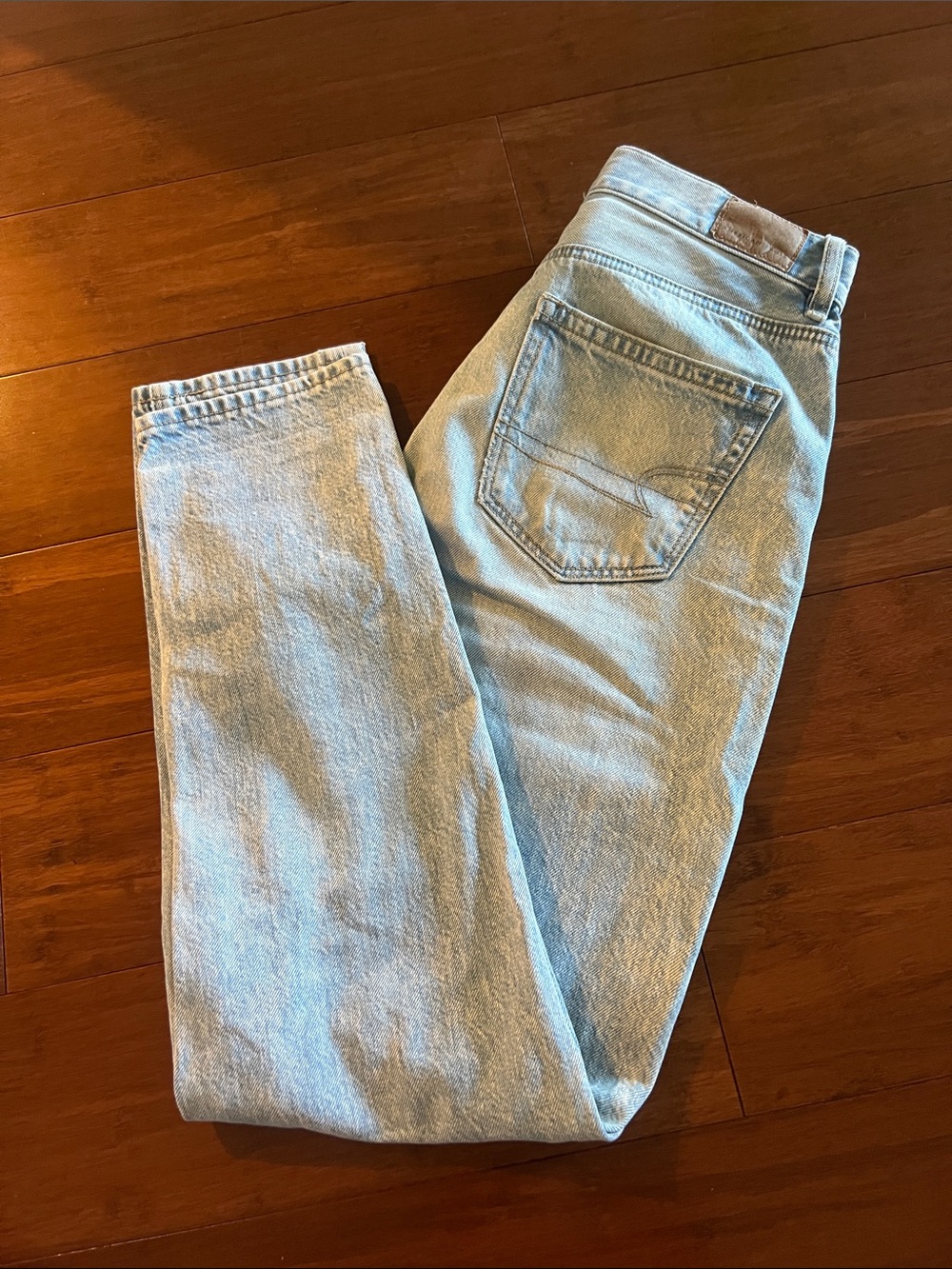American Eagle Outfitters Light Blue Distressed Mom Jeans